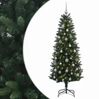 vidaXL - Kunstkerstboom - met - Ballen - 150 - cm - 150 - LED's - Warmwit - PE - en - PVC