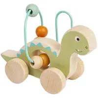 Bigjigs houten duwspeelgoed, Diplodocus met kralenrand - educatief speelgoed