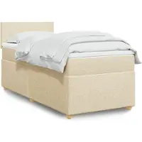 vidaXL Boxspring met matras stof crèmekleurig 90x200 cm