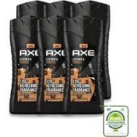 Axe 6 x - 3-in-1 Douchegel - Leather & Cookies - 100% Plantaardig - 250 ml - Grootverpakking - Vaatwasstrips - Douchegel - Geur - Lichaam - Gezicht - Haar