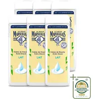 Le Petit Marseillais 6 x – Douchecrème – Lait – 400 ml - Wasstrips - Douchecrème - Lait Douchecrème - Hydraterende Douchecrème - Zachte Douchecrème - Natuurlijke Douchecrème