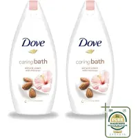 Dove 2 x – Badcrème – Caring Bath Almond – 450 ml - Wasstrips - Badcrème - Badcrème Almond - Badcrème Voor Huid - Badcrème Voor Ontspanning - Badcrème Voor Gevoelige Huid