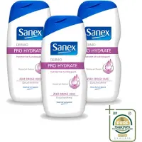 Sanex 3 x Dermo - Pro Hydraterend - Douchecrème - Zeer Droge Huid - 500 ml - Wasstrips - Hydratatie Huid - Droge Huid - Douchecrème - Huidbescherming - Dermo Active 3 Complex