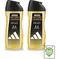 Adidas 2 x - 3-in-1 Douchegel - Victory League - Vibrant & Spicy - Gerecyclede Verpakking - 250 ml - Grootverpakking - Vaatwasstrips - Douchegel - 3-in-1 - Lichaam - Gezicht - Haar