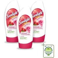 Sunlight 3 x - Douchegel - PH Neutraal - Rozen En Frambozen - 250 ml - Grootverpakking - Vaatwasstrips - Douchegel - Zachte Reiniging - PH Neutraal - Roze Geur - Frambozen Geur