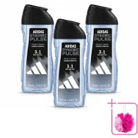 Adidas 3 x – Douchegel 3-in-1 – Dynamic Pulse – 250 ml - Bulkverpakking - Douchegel - Douchemop - Sportieve geur
