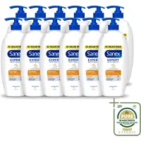 Sanex 12 x – Douchecrème – Expert Skin Health Naturals – 750 ml - Wasstrips - Douchecrème - Gevoelige Huid - Natuurlijke Reiniging - Huidverzorging - Hydraterend