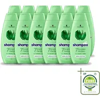 Schwarzkopf 12 x - Shampoo - 7 Kruiden - Normaal tot Vet haar - 400 ml - Grootverpakking - Vaatwasstrips - Haarversterkend Shampoo - Kruidenextracten - Fris Haar - Natuurlijk Volume - Vegan Shampoo