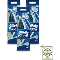 Gillette 3 x - Blue 2 - Wegwerpscheermesjes - Chromium Coating - 10 Scheermesjes - Wasstrips - Scheermesjes - Wegwerpscheermesjes - - Gromium Coating - Comfortabele Scheerbeurt