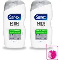 Sanex 2 x – Douchegel – Men Active Fresh – 400 ml - Bulkverpakking - Douchegel voor mannen - Douchemop - Frisheid