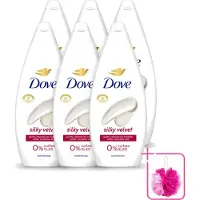Dove 6 x Silky Velvet - Douchegel - Sulfaatvrij - 250 ml - Bulkverpakking - Douche gel - Douchemop - Zijdezachte huid