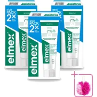 Elmex 3 x - Tandpasta - Sensitive Duopack - Gevoelige Tanden - 2 x 75 ml - Bulkverpakking - Gevoelige tanden - Douchemop - Tandpasta