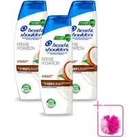 Head & shoulders 3 x - Anti-Roos Shampoo - Intense Hydration - Met Kokosolie - 285 ml - Bulkverpakking - Anti-roos shampoo - Douchemop - Roosvrij haar
