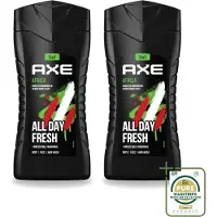 Axe 2 x - 3-in-1 Douchegel - Africa - Squeezed Mandarin & Sandalwood - 12hrs Long Lasting Scent - 250 ml - Wasstrips - Douchegel - Geur Mandarijn En Sandelhout - 3-in-1 - Lichaam - Gezicht