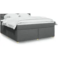 vidaXL Boxspring met matras stof donkergrijs 180x200 cm