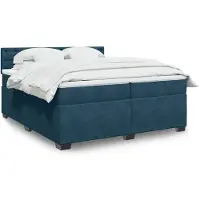 vidaXL Boxspring met matras fluweel blauw 200x200 cm