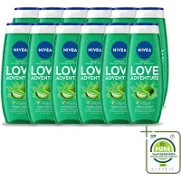 Nivea 12 x - Love Adventure Douchegel - Huidbeschermend - 250 ml - Grootverpakking - Vaatwasstrips - Douchegel - Verfrissend - Huidbeschermend - Vitamine C - Vitamine E