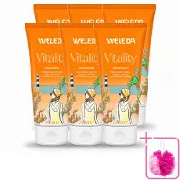 Weleda 6 x - Douchecrème Duindoorn Vitality - 200 ml - Bulkverpakking - Douchecrème - Douchemop - Natuurlijke douchecrème