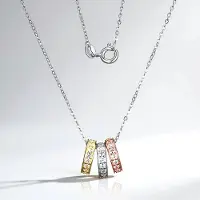 Cavill - Zilveren ketting 925 sterling - 54 witte topaas rond 1.2ct - Braziliaanse edelsteen - Pave zetting - Elegante trilogie hanger voor dames