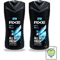 Axe 2 x - 3-in-1 Douchegel - Apollo - Sage & Cedarwoord - All Day Fresh - 400 ml - Grootverpakking - Vaatwasstrips - Douchegel - Lichaam - Gezicht - Haar - Salie