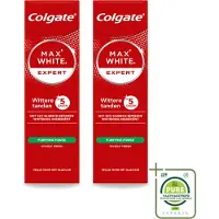 Colgate 2 x – Max White Expert Purifying Power – Tandpasta – 75 ml - Grootverpakking - Vaatwasstrips - Tandpasta - Witte Tanden - Glimlach Verhelderen - Waterstofperoxide - Koffie En Thee Vlekken
