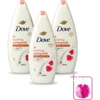 Dove 3 x – Badcrème – Soothing Almond Oil & Hibiscus – 720 ml - Bulkverpakking - Douchegel - Douchemop - Huidverzorging