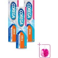 Corega 3 x Ultra Kleefcrème - Krachtig Houvast & Bescherming - Met Verfrissende Mintsmaak - 40g - Bulkverpakking - Gebitprothese kleefcrème - Douchemop - Houvast gebitsprothese