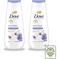 Dove 2 x – Douchecrème – Anti-Stress – 225 ml - Wasstrips - Douchecrème Anti-stress - Ontspannende Douche - Droge Huid Verzorging - Blauwe Kamille - Havermelk