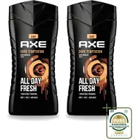 Axe 2 x - 3-in-1 Douchegel - Dark Temptation - Dark Chocolate - 250 ml - Wasstrips - Douchegel - 3-in-1 - Lichaam - Gezicht - Haar