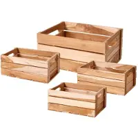 H&S Opbergkisten / fruitkisten - set van 4x stuks - bruin - hout - decoratief - vintage look - opbergers