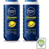 Nivea 2 x - Men - Douchegel - Power Refresh - 250 ml - Grootverpakking - Vaatwasstrips - Douchegel Voor Mannen - 3-in-1 Douchegel - Verfrissende Geur - PH-huidneutraal - Gezicht En Haar Verzorging