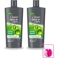 Dove 2 x Men+Care - Extra Fresh - Douchegel 3-in-1 - Verzorgend - 700 ml - Bulkverpakking - Douchegel voor mannen - Douchemop - Verfrissende douche