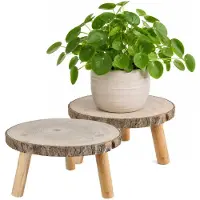 Cepewa Plantenverhoger Woodland - 2x - 30 x 15 cm - Paulownia hout - naturel - kaarsenplateau