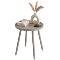 CLP Bijzettafel Busan - Rond - Voor Binnen en Buiten - 40 cm - taupe