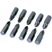 Rolson PZ2 Schroefbits Set 25mm 10 Stuks - Chroom-Vanadium