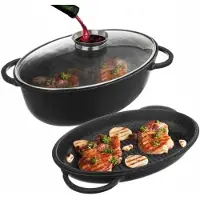 Zilner Braadpan met Grilldeksel 3-in-1 8L - Marmur Coating