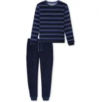 Schiesser Pyjama lang royal blue/koningsblauw / donkerblauw