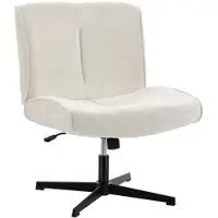 HOMCOM Fauteuil, draaibaar, met verstelbare hoogte, loungefauteuil met fluweellook, crèmekleurig