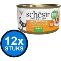 Schesir 12x Complements Tonijn met Aloe Vera in Gelei - Aanvullend Kattenvoer - 70g