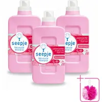 Seepje 3 x - Wasverzachter - Geurige Verzorging - Pioenroos en Cederhout - 30 Wasbeurten - 750 ml - Bulkverpakking - Wasverzachter - Douchemop - Natuurlijke wasverzachter