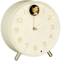 Mica Decorations Bonny Klok Creme - Ronde Decoratieve Klok met Vogeltje bij de 12 - Klok van Polystyreen voor Dressoir, Wandplank of Vensterbank - H9 x Ø17,5 cm - Crème