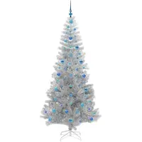 vidaXL Kerstboom met 300 LED met standaard Zilver 210 cm PET
