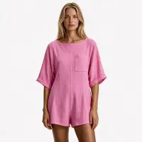 Imily Bela Dames Losse Playsuit met Korte Mouwen en Borstzak