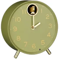 Mica Decorations Bonny Klok Groen - Ronde Klok op Pootjes met Speels Vogeltje Detail bij de 12 - Decoratieve Klok voor Dressoir, Wandplank of Vensterbank - Compact Formaat H9 x Ø17,5 cm