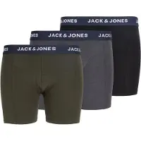 Jack & Jones Heren plus size boxershorts trunks jaclamp 3-pack effen donkergroen/donkergrijs/zwart