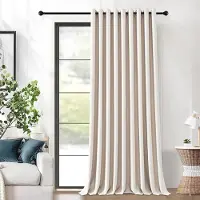 Famanu - Verdunkelgordijn - houdt warmte binnen en kou buiten - lichtundoorlatend met ringen - beige 1 stuk
