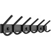 VOLCAN - RVS Wandkapstok Industrieel - Hangend - Moderne Look - 12 Hangers - 3M Tape - Zwart