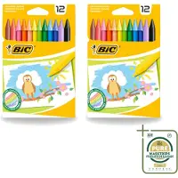 BIC 2 x - Waskrijt - Diverse Kleuren - 12 Krijtjes - Wasstrips - Waskrijt - Kleurkrijt - Creatief Schrijven - Tekenen - Kleurrijke Krijtjes