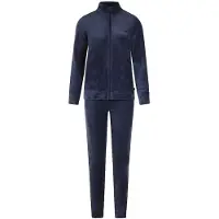 Charlie Choe dames huispak velours met rits - Navy - Donkerblauw / S