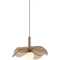 QAZQA Design hanglamp donker brons met ribbel glas - Kemner